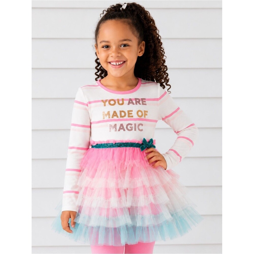Matilda Jane You Are Made of Magic Tulle Tunic Dress Top Pink Girls Size 8